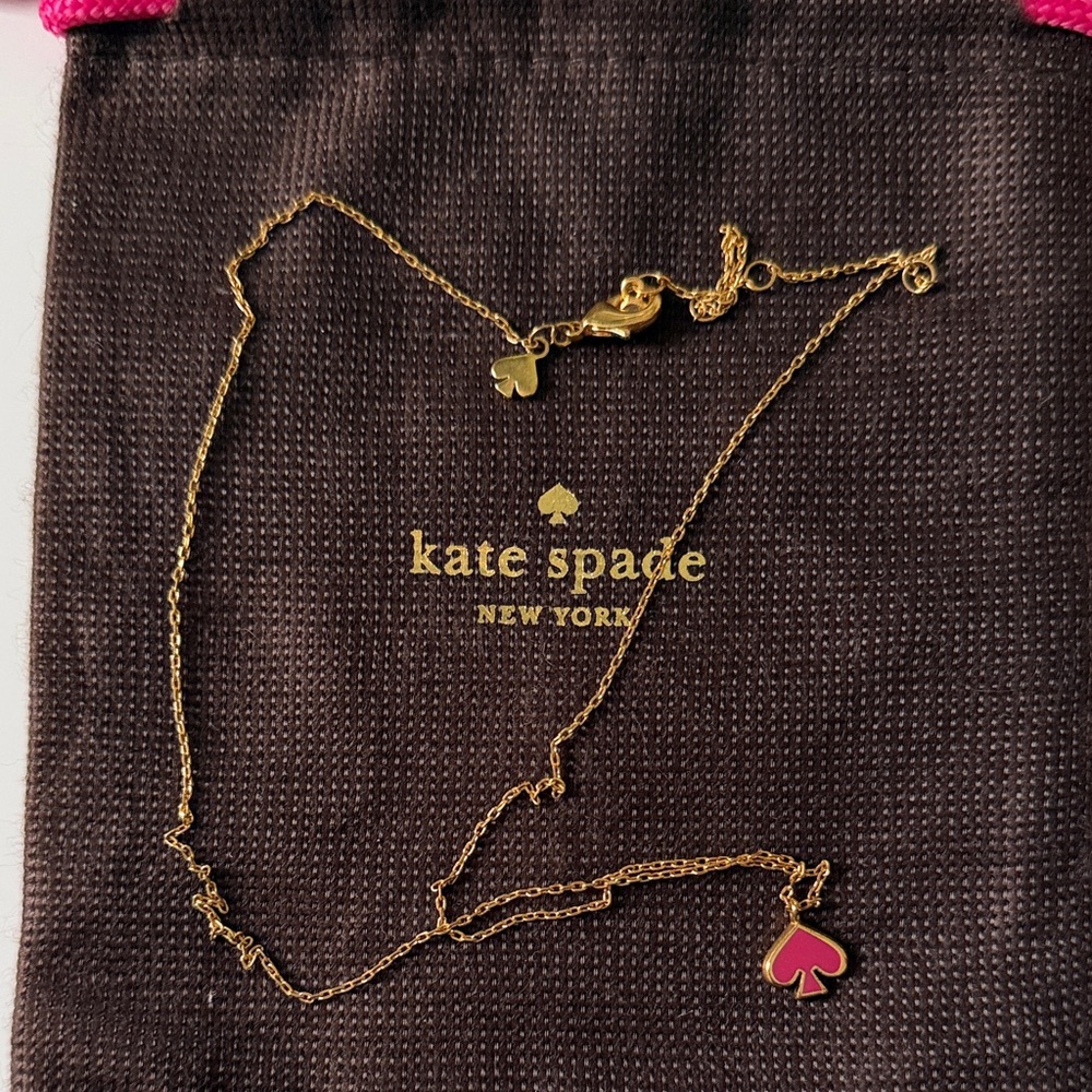 Kate Spade Gold Necklace with Pink Spade Charm